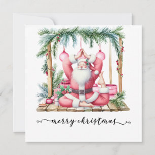 Yoga Christmas Santa Claus Posing  Holiday Card