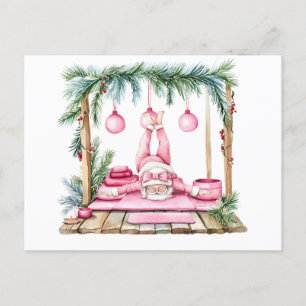 Yoga Christmas Santa Claus Posing Holiday Postcard