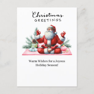 Yoga Christmas Santa Claus Posing Holiday Postcard