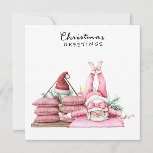 Yoga Christmas Santa Claus Posing Party  Holiday Card