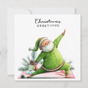 Yoga Christmas Santa Claus Posing Party invitation