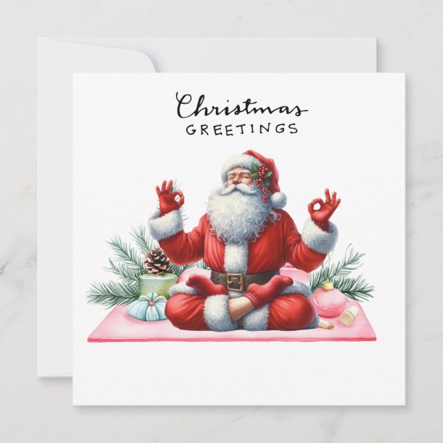 Yoga Christmas Santa Claus Posing Party invitation (Front)
