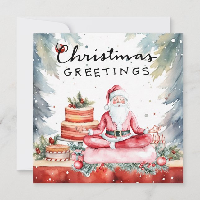 Yoga Christmas Santa Claus Posing Party invitation (Front)