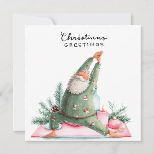 Yoga Christmas Santa Claus Posing Party invitation