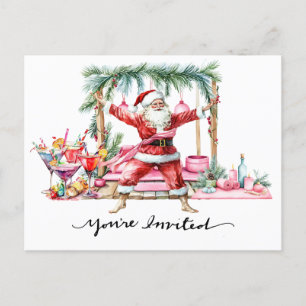 Yoga Christmas Santa Claus Posing Party invitation