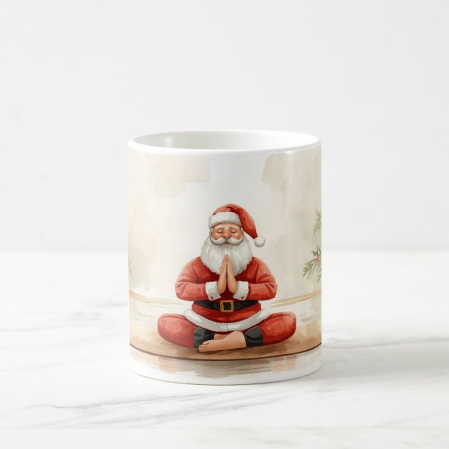 Yoga Christmas Santa Claus posing Yoga  Coffee Mug (Center)