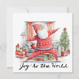Yoga Christmas Santa Claus Posing yoga  Holiday Card