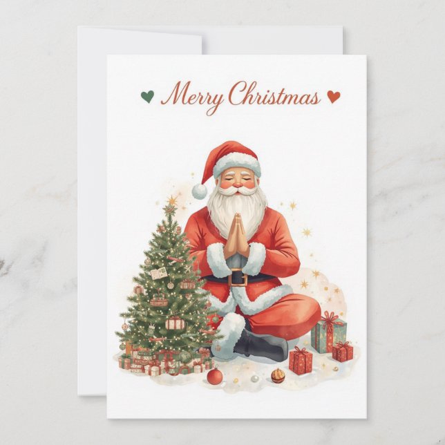 Yoga Christmas Santa Claus posing Yoga Holiday Card (Front)