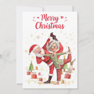 Yoga Christmas Santa Claus posing Yoga Holiday Card