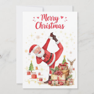 Yoga Christmas Santa Claus posing Yoga Holiday Card