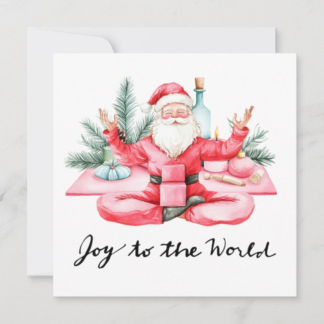 Yoga Christmas Santa Claus Posing yoga  Holiday Card (Front)