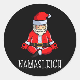 Yoga Christmas Shirt Funny Namasleigh Santa Medita Classic Round Sticker