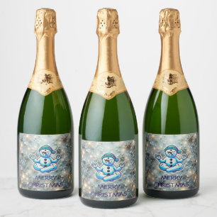YOGA CHRISTMAS SNOWMAN SPARKLING WINE LABEL