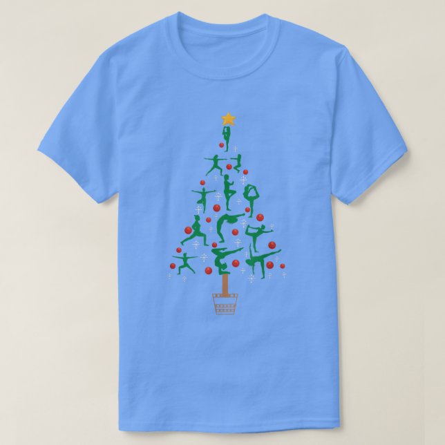 Yoga Christmas Tree Funny Yoga Lover Merry Xmas Ho T-Shirt (Design Front)