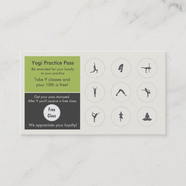 Yoga Class Business Card loyalty card (Front)
