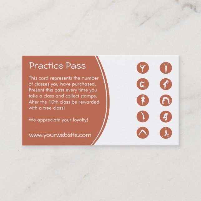 Yoga Class Business Card loyalty card (Front)