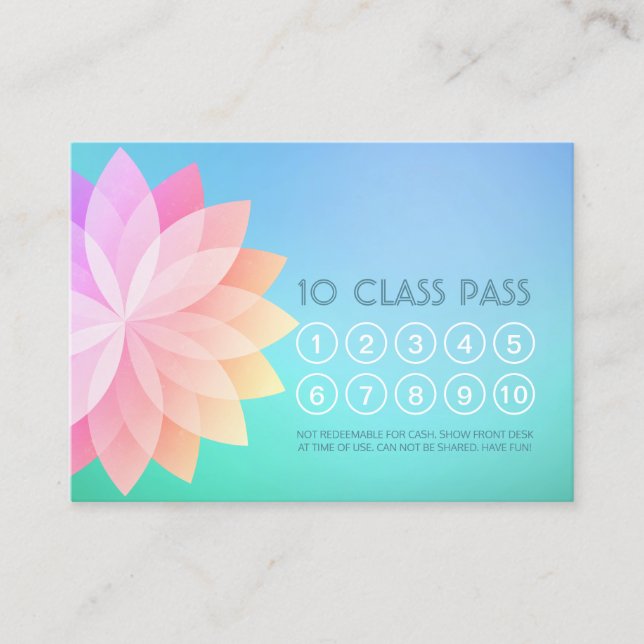 Yoga Class Pass Loyalty Appointment Card Mandala (Front)