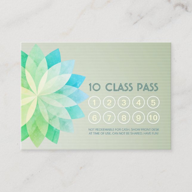 Yoga Class Pass Loyalty Appointment Card Mandala (Front)