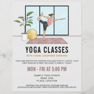 Yoga Classes Dancer Pose Yoga Instructor Lessons Flyer