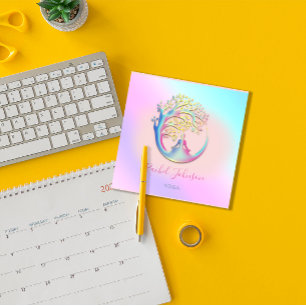 Yoga Classes School Logo Instructor QR Heal Ombre Square Business Card