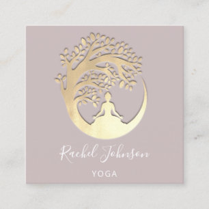 Yoga Classes School Logo Instructor QR Rose Square Business Card