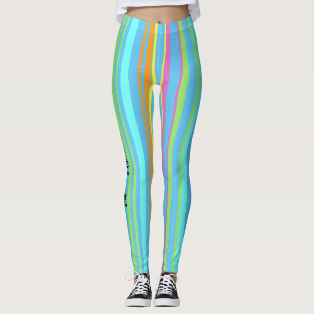 YOGA Colourful Stripes Pattern Legging (Front)