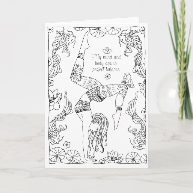 yoga colouring greeting card (Front)