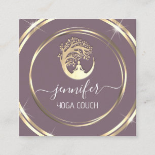 Yoga Couch Therapist Mindfullness QR CODE Smoky  Square Business Card