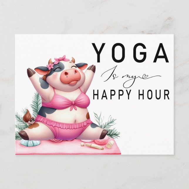 Yoga Cow  is my happy hour Woman posing yoga  Postcard (Front)