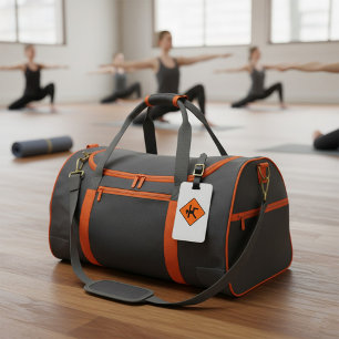 Yoga Crossing Sign Warrior Pose Stick Figure Luggage Tag