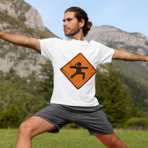 Yoga Crossing Sign Warrior Pose Stick Figure  T-Shirt