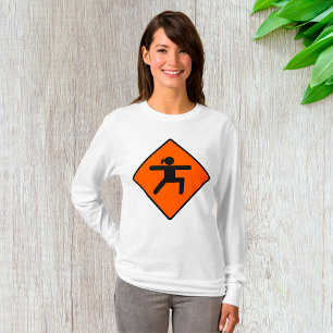 Yoga Crossing Sign Warrior Pose Stick Figure T-Shirt