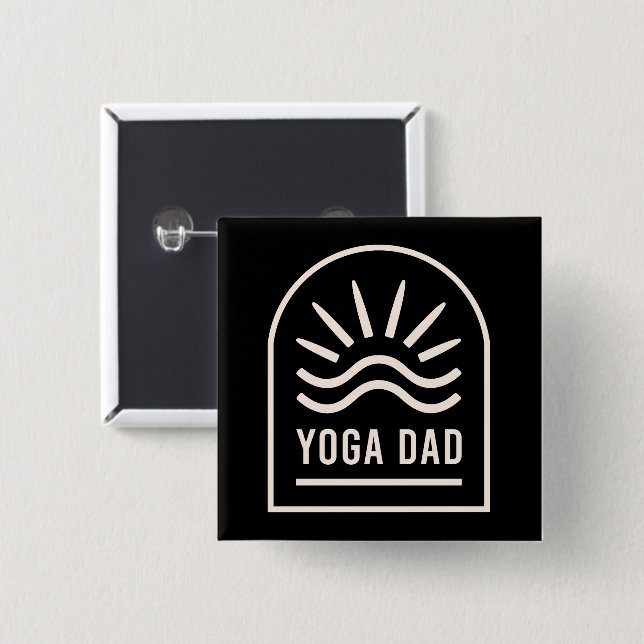 Yoga dad father 15 cm square badge (Front & Back)