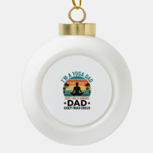 Yoga Dad Vintage Sunset Funny Father Shirt Design_ Ceramic Ball Christmas Ornament