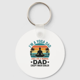 Yoga Dad Vintage Sunset Funny Father Shirt Design_ Key Ring