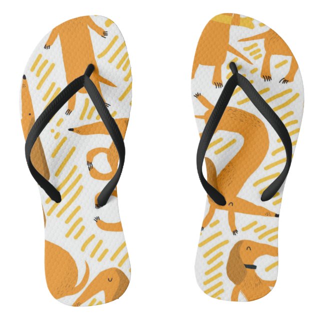 Yoga Dawg Dachshund Flip Flop Beach Sandals (Footbed)
