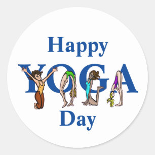 Yoga Day Stickers + Women Positions Form Letters