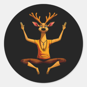 Yoga Deer  Classic Round Sticker