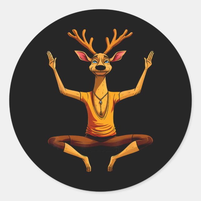 Yoga Deer  Classic Round Sticker (Front)