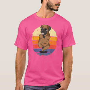 Yoga Dog Pug Sunset Retro Vintage Meditation Anima T-Shirt