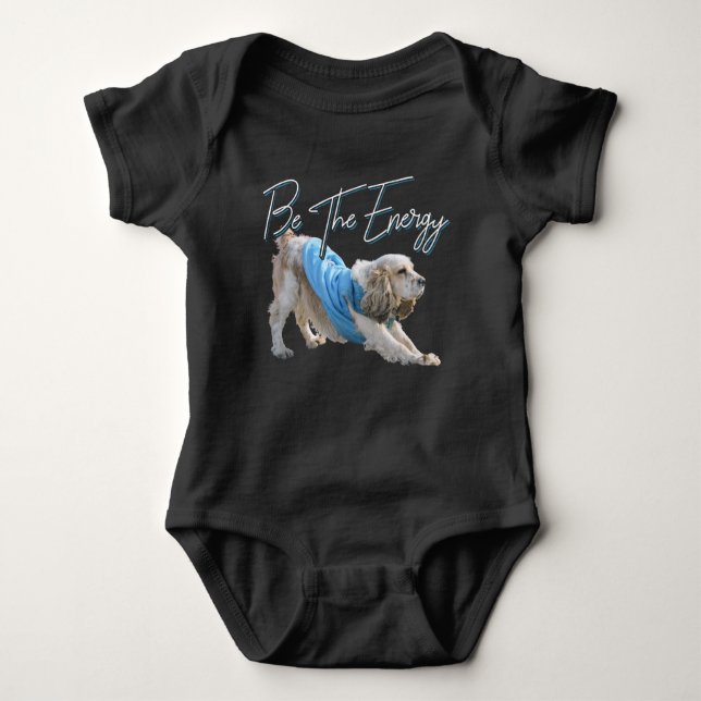 Yoga Downward Dog - Be The Energy Quote Baby Bodysuit (Front)
