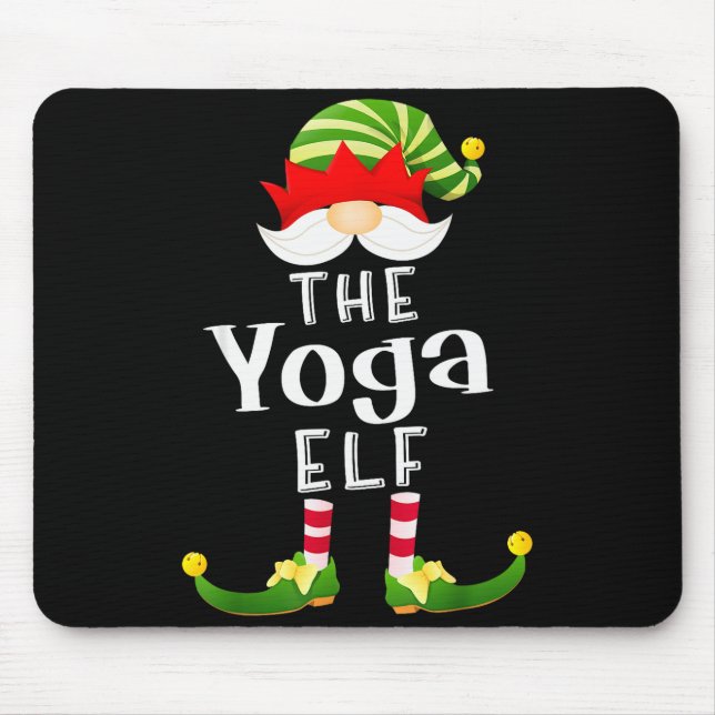 Yoga Elf Group Christmas Funny Pajama Party  Mouse Pad (Front)