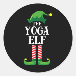 Yoga Elf Matching Family Group Christmas Party Classic Round Sticker