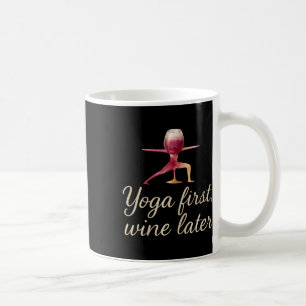 Yoga First, Wine Later Watercolor Wine Gl Design Coffee Mug