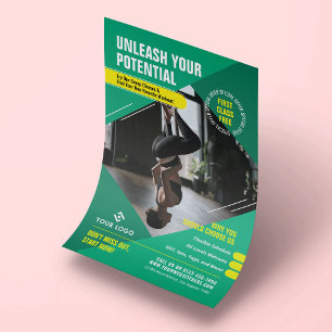 Yoga Fitness Classes Trendy Marketing Photo Gym Flyer
