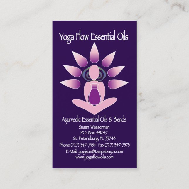 Yoga Flow Essential Oils Business Card (Front)