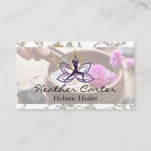 Yoga Flower Logo Herbs and Essential Oils Business Card