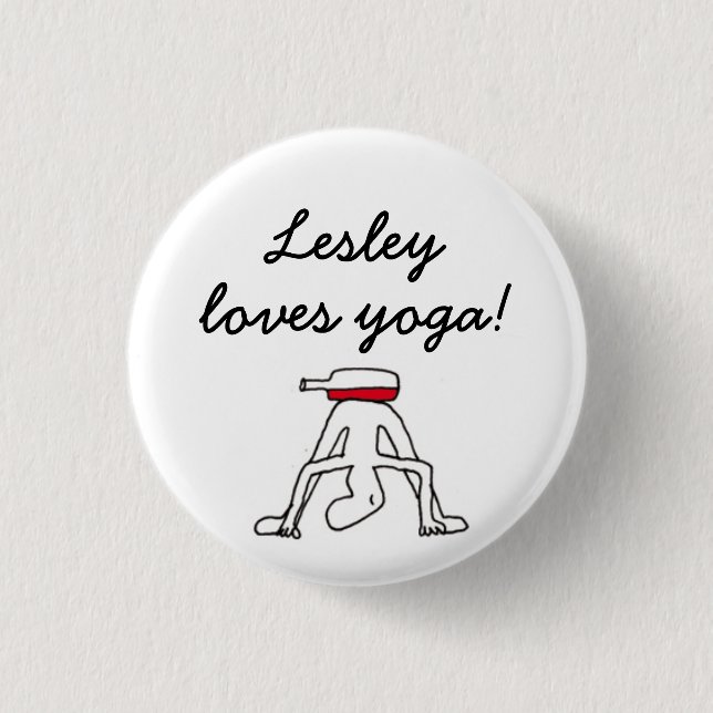 Yoga for Winelovers White Badge - personalised! (Front)