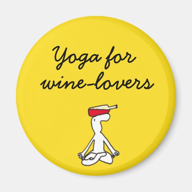 Yoga for Winelovers Yellow Magnet (Front)