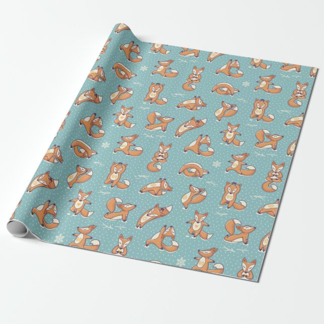 Yoga Foxes Wrapping Paper (Unrolled)